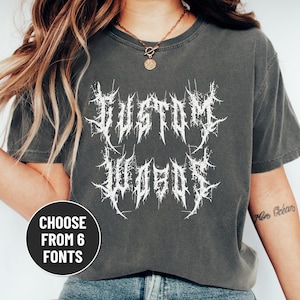Custom Death Metal Font T-Shirt, Personalized Heavy Metal Unisex Shirt, Dark Gothic Font Sweatshirt, Custom Heavy Metal Goth Hoodie
