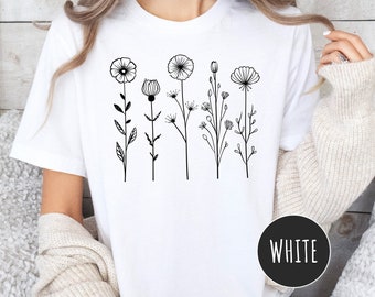 Wild Flowers Shirt, Wildflower TShirt, Flower Shirt, Floral Shirt, Botanical Shirt, Nature Lover Shirt, Plant Shirts, Aesthetic Wild Flower