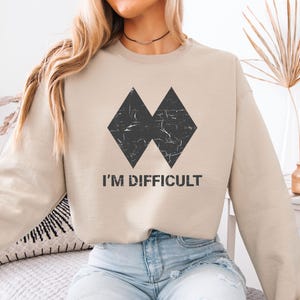 Bluza z nadrukiem "I'm Difficult", zabawny sweter narciarski dla kobiet, unisexowa koszulka snowboardowa, podwójna czarna koszulka z grafiką w kształcie diamentu, żartobliwy prezent dla miłośników narciarstwa