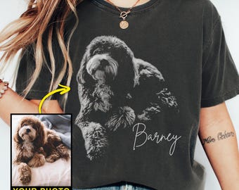 Custom Dog Vintage Photo Shirt, Comfort Colors Personalized Cat Picture Tee, Custom Your Photo T-Shirt, Cat Lover Gift, Pet Memorial Gift