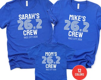 Custom Marathon Shirt, Personalized 26.2 or 13.1 Race Crew Tee, Family Matching Marathon Shirts, Runner's Race Team Shirt Kids & Adults