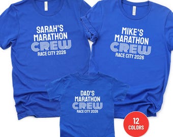 Custom Marathon Crew Shirt, Personalized Family Matching Marathon T-Shirts, Runners Race Day Support Shirt For Women/Men, Marathon Spectator