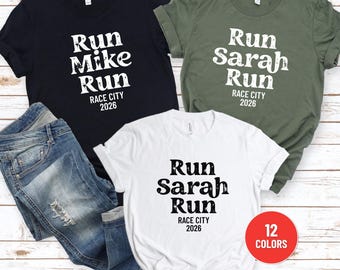 Custom Marathon Shirt, Funny Personalized Runner's Race Team T-Shirt, Run Cheer Shirt, Adult & Kids Sizes, Running Supporter Crew Tee