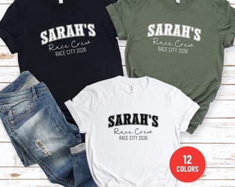 Personalized Marathon Race Crew Shirt, Custom Marathon Supporter Shirt For Women/Men, Race Day Support Shirt for Adults & Kids
