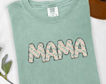 Comfort Colors Mama Shirt, Vintage Floral Mom T-Shirt for Mothers Day, Mom Flower Graphic Tee, Gifts for New Mothers, Mom Gift from Kids