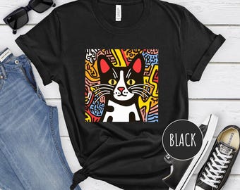 Graffiti Cat Art Shirt, Pop Art Cat T-Shirt, Cat Lover Gift, Funny Cat Shirt, Art Lover, Cat Graphic Tee, Cool Cat Tee, Cat Mom Dad Gift