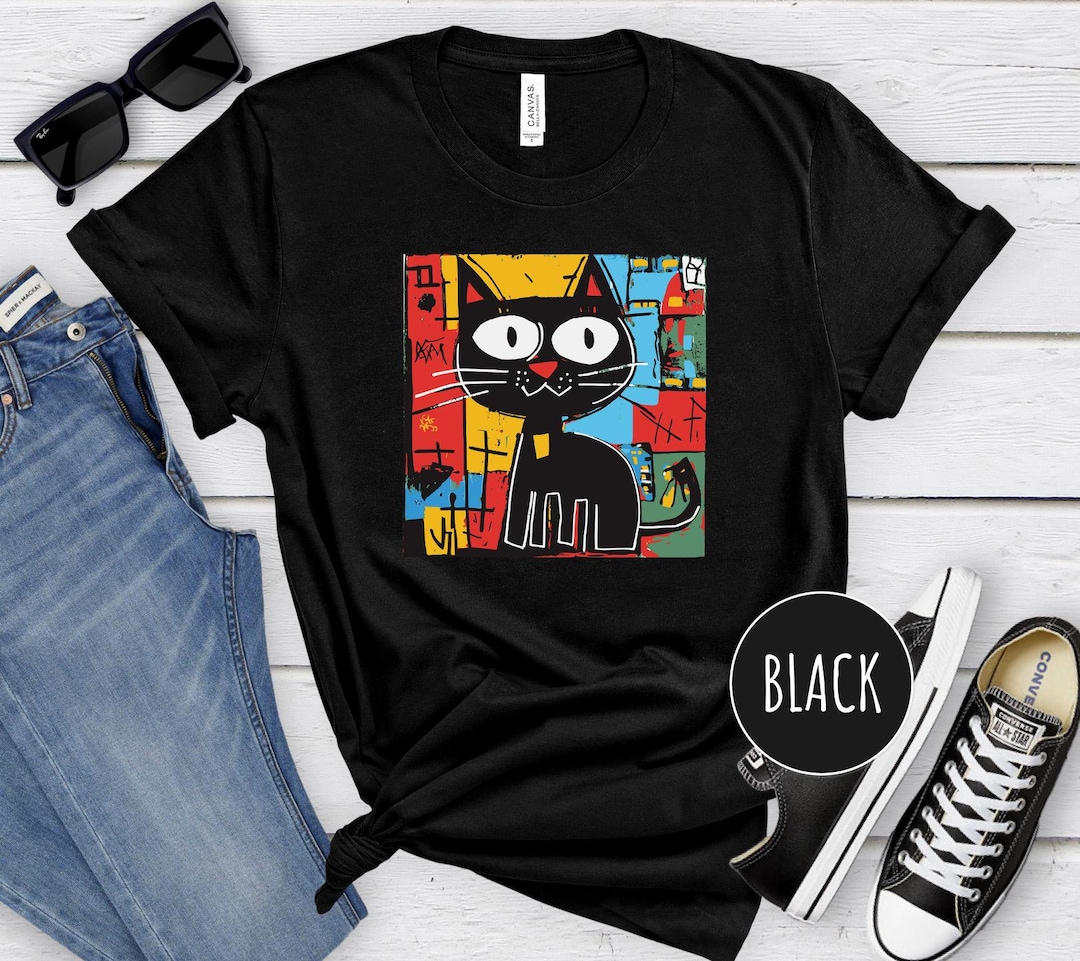 Basquiat Tshirt, Basquiat Cat Art Shirt, Pop Art, Cat Basquiat Tshirt, Basquiat Cat Art Shirt, Pop Art, Cat