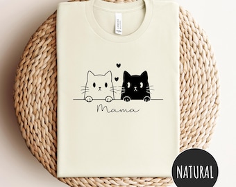 Cat Mom Shirt for Mothers Day Cat Gift, Cat Mama Gifts, Funny Cat Shirt Womens, Cat Lover Shirt Gift for Cat Mom, Cute Cat Drawing Shirt