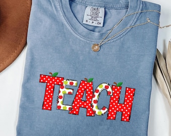 Camiseta de manzana para maestra con colores cómodos, linda camiseta para maestra de jardín de infantes y primer grado, camiseta del equipo de maestras de primaria para el regreso a clases, regalo para maestras