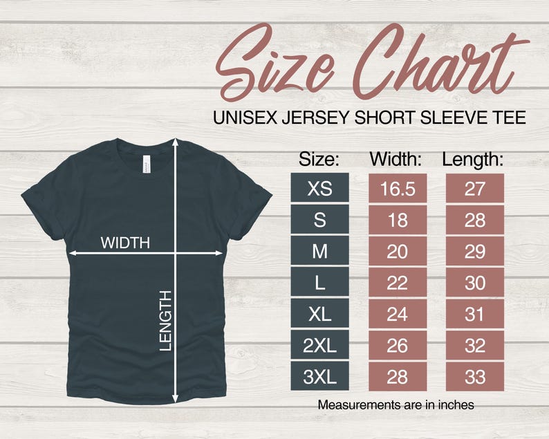 the size chart for a t - shirt with measurements