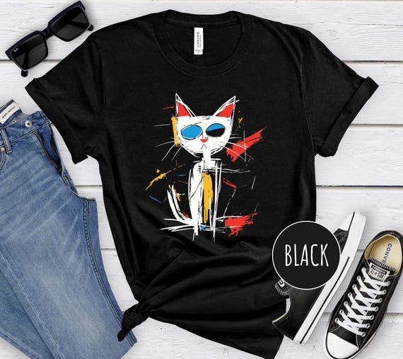 Graffiti Cat Art Shirt, Trendy Cat Shirt, Funny Cat Shirt, Graffiti Style Graphic Tee, Cat Lover Shirt, Pet Art Shirt, Cat Mom Dad Gift