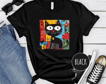 Pop Art Cat Shirt, Trendy Cat Shirt, Funny Cat Shirt, Graffiti Style Graphic Tee, Cat Lover Shirt, Pet Art Shirt, Cat Mom Dad Gift