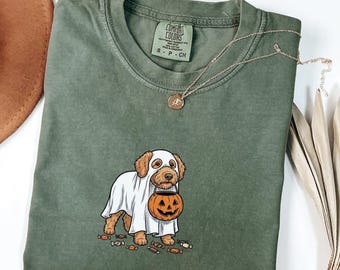 Comfort Colors Labradoodle Halloween Dog Shirt, Ghost Dog Tee for Doodle Mom, Treat Dealer Pumpkin Tee for Dog Person, Spooky Dog Lover Gift
