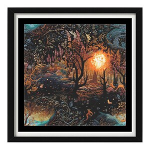 Wzór do haftu krzyżykowego - Magiczny Las - Las Fantazji - PDF - Nowoczesny wzór do haftu krzyżykowego - Wykres do haftu krzyżykowego - Ścieg krzyżykowy - Pobieranie cyfrowe