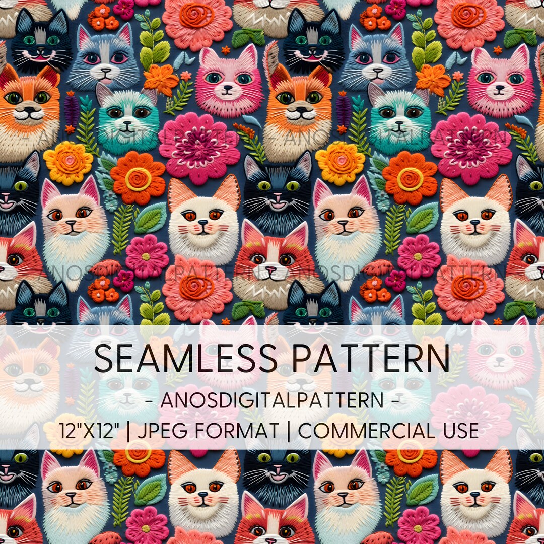 Cat Texture Repeat Pattern Seamless File - Lovely Cats - JPEG - Seamless Pattern - Repeating ...