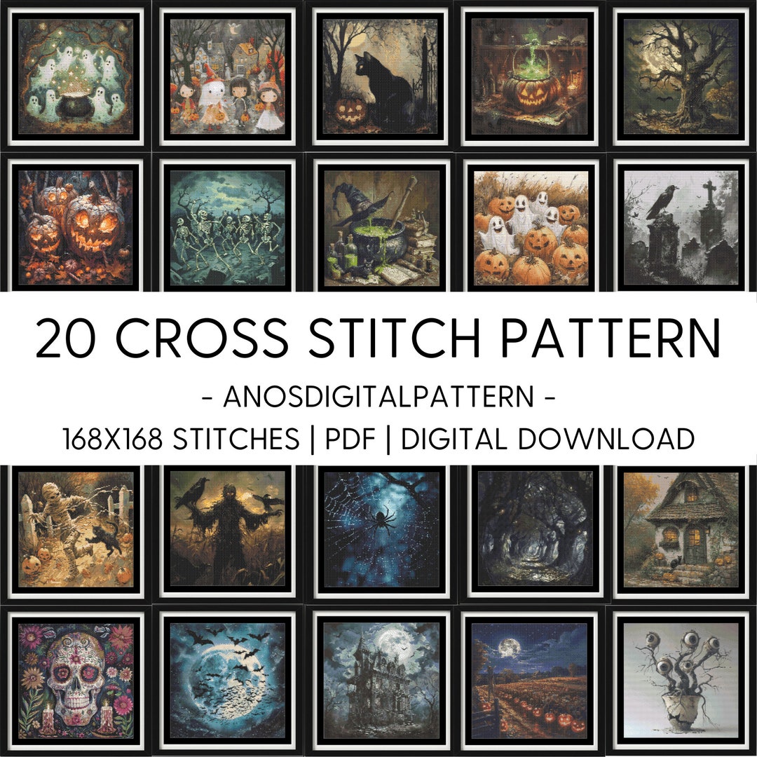 Cross Stitch Pattern - Bundle Offer Spooky Halloween - PDF - Modern ...