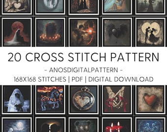 Cross Stitch Pattern - Bundle Haunted Valentine's Day - PDF - Modern Cross Stitch Pattern - Cross Stitch Chart - X-Stitch - Digital Download