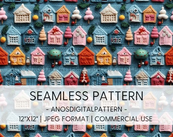 Seamless File - Christmas Wool City - JPEG - Seamless Pattern - Repeating Pattern - Digital Instant Download - Commercial Use