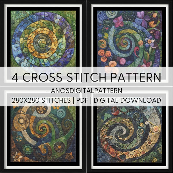 Cross Stitch Pattern - Bundle Celtic Spiral Garden - PDF - Modern Cross Stitch Pattern - Cross Stitch Chart - X-Stitch - Digital Download