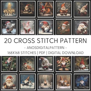 Cross Stitch Pattern - Bundle Offer Christmas Gnomes - PDF - Modern Cross Stitch Pattern - Cross Stitch Chart - X-Stitch - Digital Download