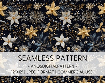 Seamless File - golden Christmas Snowflakes - JPEG - Seamless Pattern - Repeating Pattern - Digital Instant Download - Commercial Use