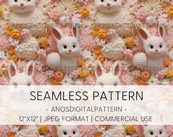 Seamless File - Flower Easter Bunny - JPEG - Seamless Pattern - Repeating Pattern - Digital Instant Download - Commercial Use