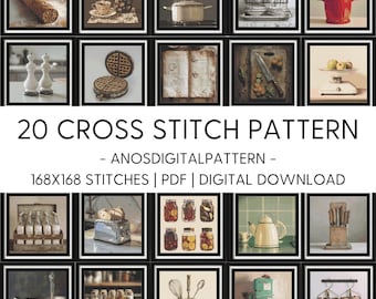 Cross Stitch Pattern - Bundle Offer Vintage Kitchen - PDF - Modern Cross Stitch Pattern - Cross Stitch Chart - X-Stitch - Digital Download