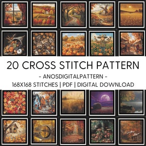Kreuzstich Muster - Bundle Angebot Bunter Herbst - PDF - Modernes Kreuzstich Muster - Kreuzstich Vorlage - X-Stich - Digital Download