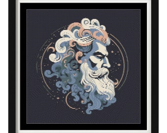 Cross Stitch Pattern - Mythical Greek God Zeus - PDF - Modern Cross Stitch Pattern - Cross Stitch Chart - X-Stitch - Digital Download