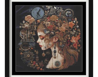 Cross Stitch Pattern - Cross stitch Fantasy Woman - PDF - Modern Cross Stitch Pattern - Cross Stitch Chart - X-Stitch - Digital Download