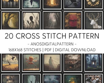 Cross Stitch Pattern - Bundle Spooky Autumn Horror - PDF - Modern Cross Stitch Pattern - Cross Stitch Chart - X-Stitch - Digital Download