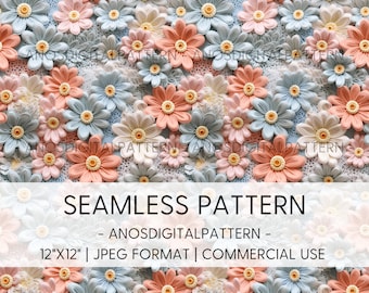 Seamless File - Pastel Spring Flowers - JPEG - Seamless Pattern - Repeating Pattern - Digital Instant Download - Commercial Use