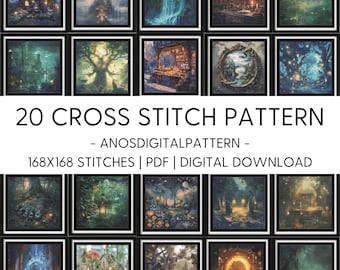 クロスステッチパターン - ファンタジー神秘的な冒険 - PDF - モダンクロスステッチパターン - クロスステッチチャート - X-Stitch - デジタルダウンロード
