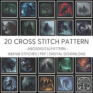 Schema punto croce - Bundle Gothic Nordic Legends - PDF - Schema punto croce moderno - Schema punto croce - X-Stitch - Download digitale