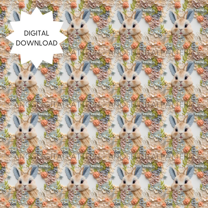 Seamless File Cute Rabbit JPEG Seamless Pattern Repeating Pattern ...