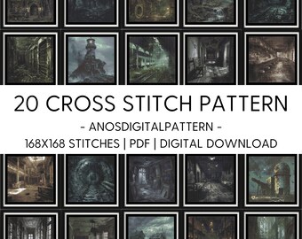 Cross Stitch Pattern - Bundle Offer Abandoned Places  - PDF - Modern Cross Stitch Pattern - Cross Stitch Chart - X-Stitch - Digital Download