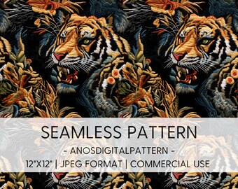 Seamless File - Colorful Tiger - JPEG - Seamless Pattern - Repeating Pattern - Digital Instant Download - Commercial Use