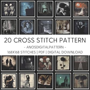 Cross Stitch Pattern - Dark Love Gothic Romance - PDF - Modern Cross Stitch Pattern - Cross Stitch Chart - X-Stitch - Digital Download