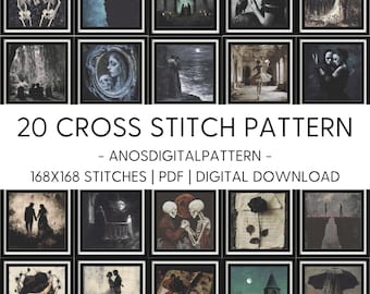 Cross Stitch Pattern - Dark Love Gothic Romance - PDF - Modern Cross Stitch Pattern - Cross Stitch Chart - X-Stitch - Digital Download