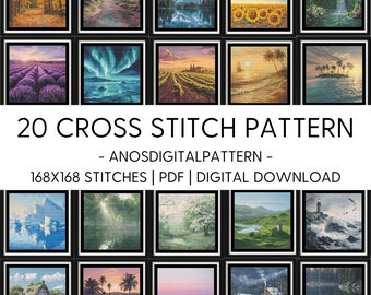 Cross Stitch Pattern - Bundle Beautiful Landscapes - PDF - Modern Cross Stitch Pattern - Cross Stitch Chart - X-Stitch - Digital Download
