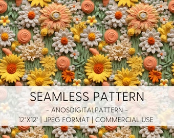 Seamless File - Yellow Spring Flowers - JPEG - Seamless Pattern - Repeating Pattern - Digital Instant Download - Commercial Use