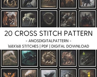 Cross Stitch Pattern - Steampunk Horror Creatures - PDF - Modern Cross Stitch Pattern - Cross Stitch Chart - X-Stitch - Digital Download