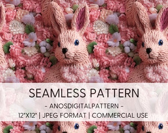 Seamless File - Cute Pink Easter Bunny - JPEG - Seamless Pattern - Repeating Pattern - Digital Instant Download - Commercial Use