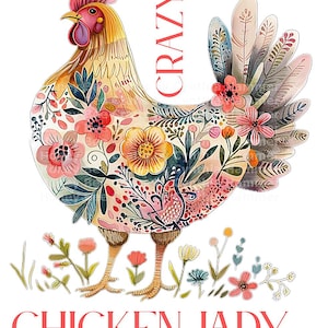 Crazy Chicken Lady PNG Digital Download