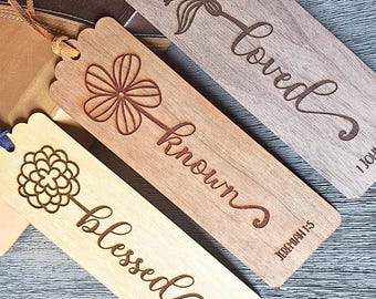 Wood Christian Bookmark Leather Tassel Custom Wooden Engraved Bible Study Gift Bible Verse Prayer Journal Bible Accessories Gifts for Her