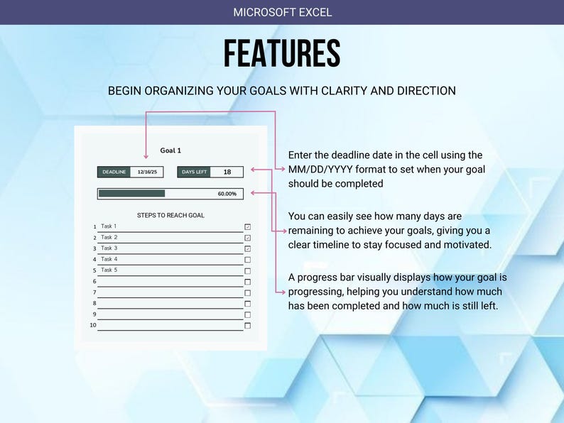 Goal Tracker Excel Template, Smart Goals Planner (digital Download) - Etsy
