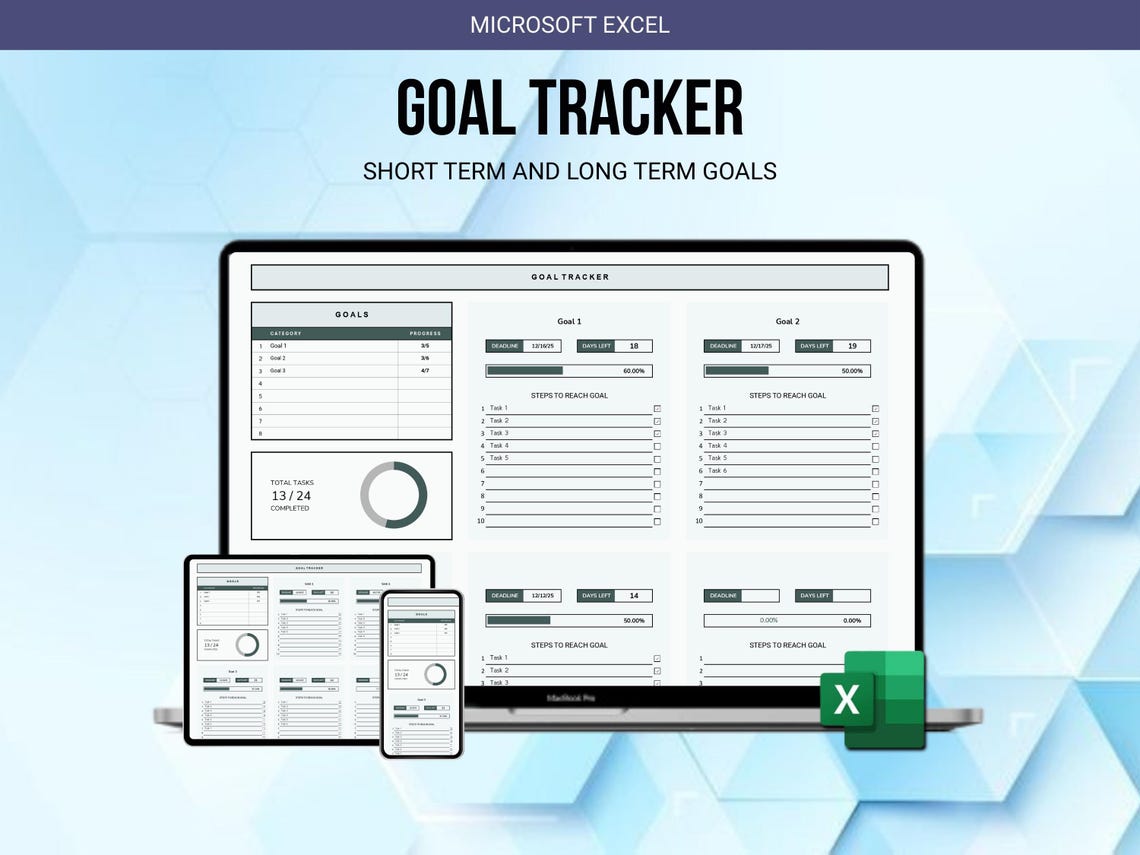 Goal Tracker In Excel Goal Tracker Excel Template, Smart Goals Planner (digital Download) - Etsy