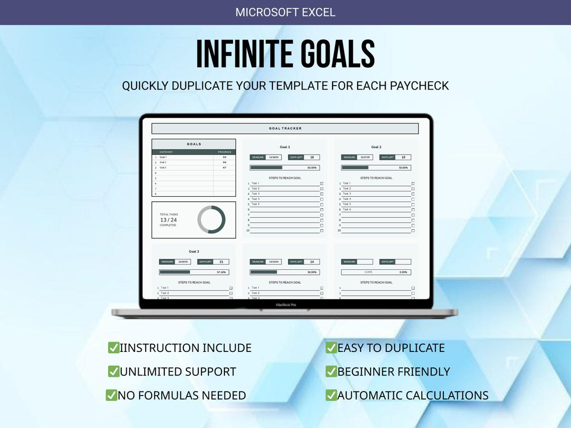 Goal Tracker Excel Template, Smart Goals Planner (digital Download) - Etsy