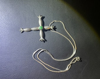 Large silver & turquoise Cross Pendant