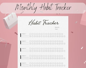Printable Monthly Habit Tracker Instant Download Habit Tracker Template 30 Day Habit Challenge Undated Monthly Tracker Printable Planner PDF